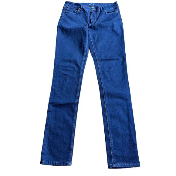 White House Black Market Slim Straight Leg 5 Pocket Denim Jeans Womens Size 8 L - Picture 1 of 6